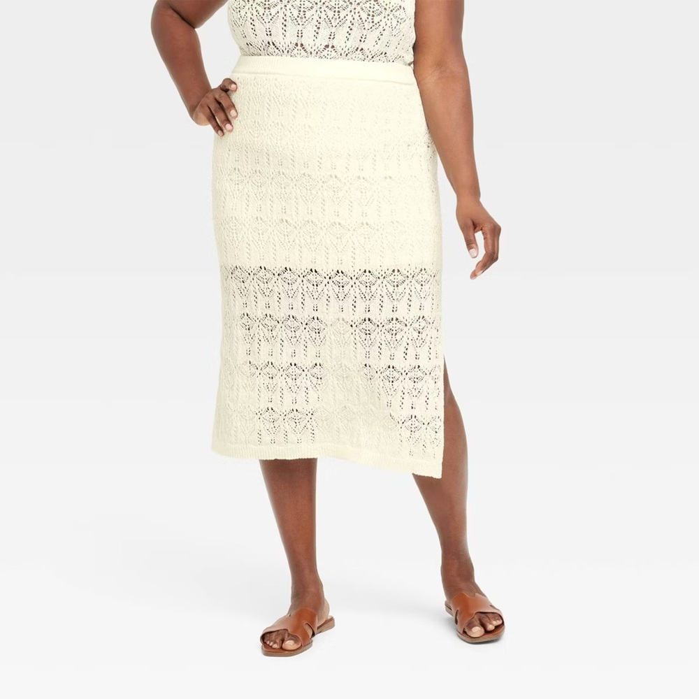 NWT Women's Crochet-Style Midi Sweater Skirt - A New Day - Picture 7 of 9